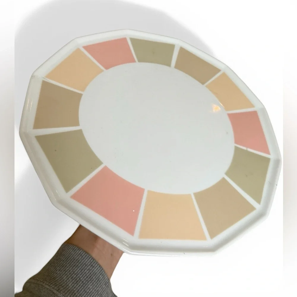 BETA TOSCANY Japanese ceramic cake stand octagonal Serving Plate 80s 90s Pastel